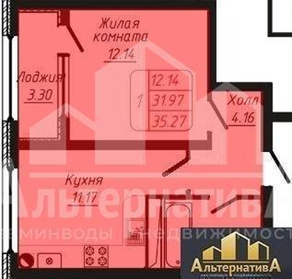 
   Продам 1-комнатную, 35.27 м², 40 лет Октября ул

. Фото 14.