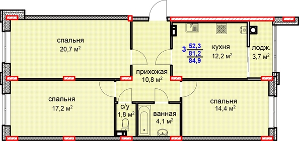 
   Продам 3-комнатную, 84.9 м², Суворов, дом 1

. Фото 2.