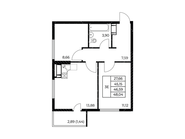 
  Продается 2-комн. квартира 48.04 м², в ЖК Звезда Столицы 2. Фото 2.