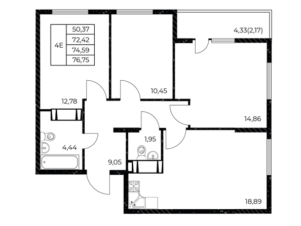 
  Продается 3-комн. квартира 76.75 м², в ЖК Звезда Столицы 2. Фото 2.