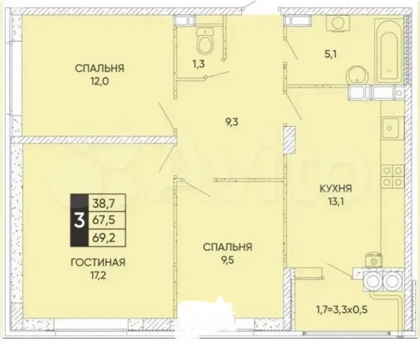 
  Продается 3-комн. квартира 70 м². Фото 7.