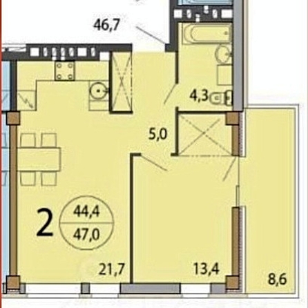 
  Продается 2-комн. квартира 47 м². Фото 8.