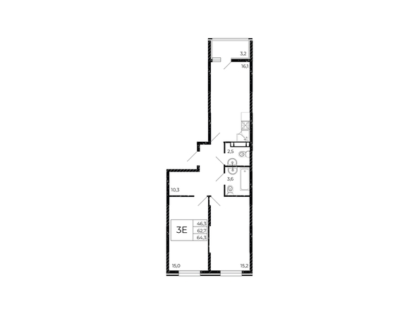 
  Продается 3-комн. квартира 64.2 м², в ЖК Флора, литера 2.1. Фото 1.