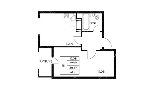 
  Продается 1-комн. квартира 41.21 м², в ЖК Звезда Столицы 2. Фото 1.