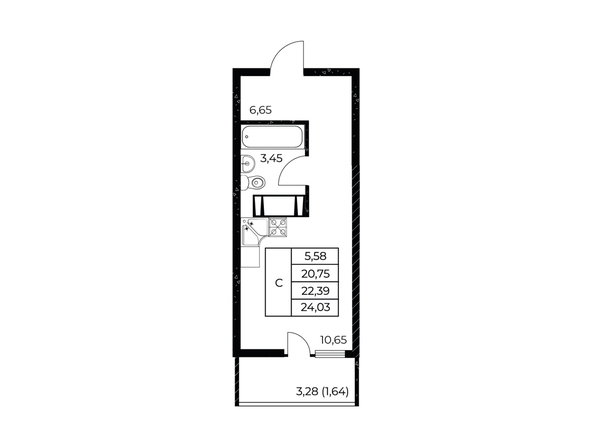 
  Продается студия 24.03 м², в ЖК Звезда Столицы 2. Фото 1.