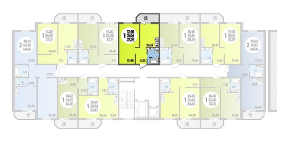 
   Продам 1-комнатную, 37.39 м², Суворовский, литера 7

. Фото 1.