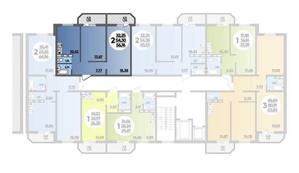 
   Продам 2-комнатную, 56.76 м², Суворовский, литера 7

. Фото 1.