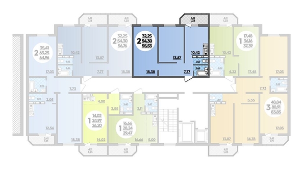 
   Продам 2-комнатную, 55.53 м², Суворовский, литера 7

. Фото 1.