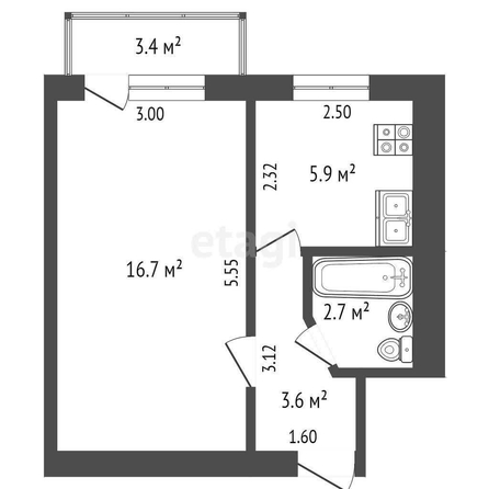 
   Продам 1-комнатную, 35 м², Кременчугская ул, 5

. Фото 1.