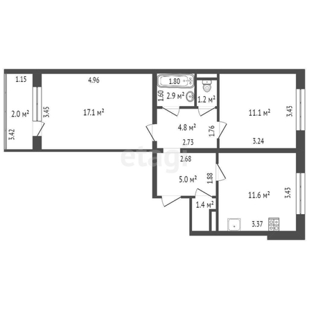 
   Продам 2-комнатную, 63 м², Октябрьская ул, 124

. Фото 1.