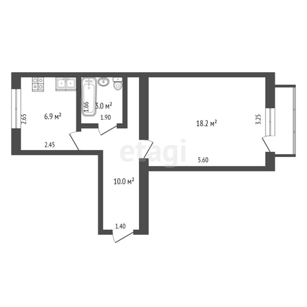 
   Продам 1-комнатную, 38.1 м², Платова ул, 70

. Фото 2.