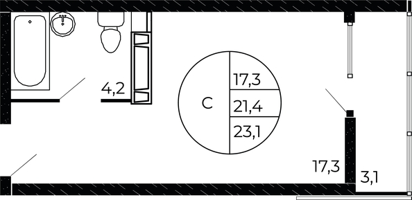 
   Продам студию, 23.1 м², Флора, литера 1.3

. Фото 1.