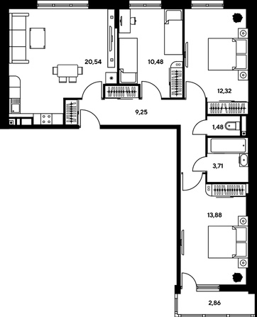 
   Продам 3-комнатную, 74.3 м², Нансена ул, 109/2

. Фото 1.