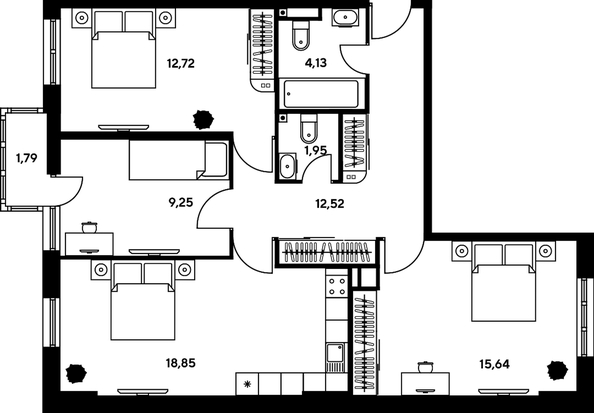 
   Продам 3-комнатную, 76.21 м², Гринсайд, 4.1-4.3

. Фото 1.