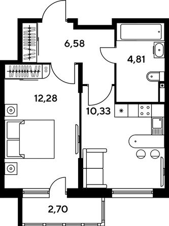 
   Продам 1-комнатную, 36.56 м², Малина Парк, дом 1

. Фото 1.