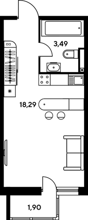 
   Продам студию, 24.58 м², Малина Парк, дом 2

. Фото 1.