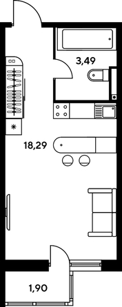 
   Продам студию, 24.24 м², Малина Парк, дом 2

. Фото 1.