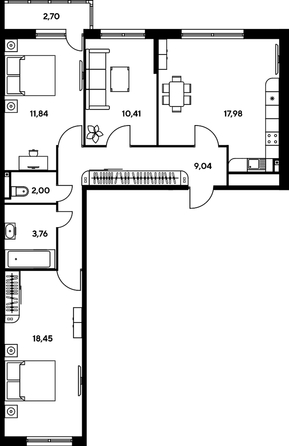 
   Продам 3-комнатную, 78.28 м², Малина Парк, дом 2

. Фото 1.