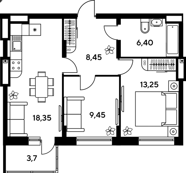 
   Продам 3-комнатную, 61.05 м², Сезоны

. Фото 1.