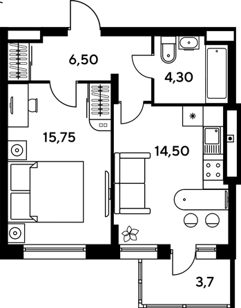 
   Продам 2-комнатную, 45.75 м², Сезоны

. Фото 1.