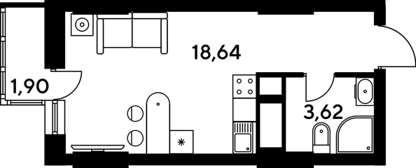 
   Продам студию, 24.16 м², Малина Парк, дом 4

. Фото 1.