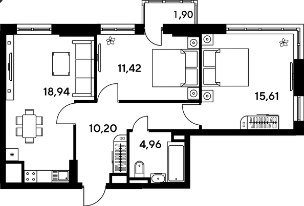 
   Продам 3-комнатную, 64.97 м², Малина Парк, дом 4

. Фото 1.