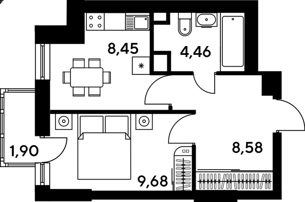 
   Продам 1-комнатную, 33.37 м², Малина Парк, дом 4

. Фото 1.