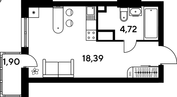 
   Продам студию, 24.9 м², Малина Парк, дом 4

. Фото 1.