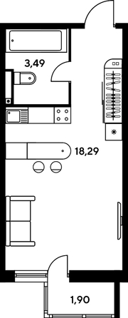 
   Продам студию, 24.19 м², Малина Парк, дом 2

. Фото 1.