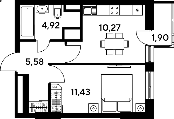 
   Продам 1-комнатную, 34.74 м², Малина Парк, дом 4

. Фото 1.