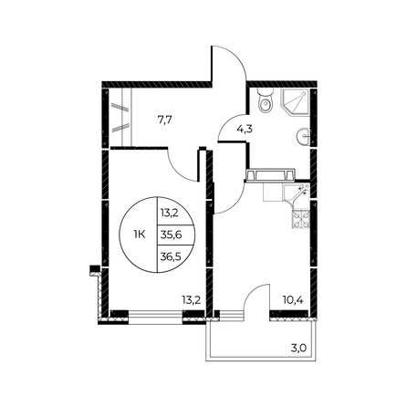 
   Продам 1-комнатную, 36.5 м², Панорама на Театральном, литера 1

. Фото 1.