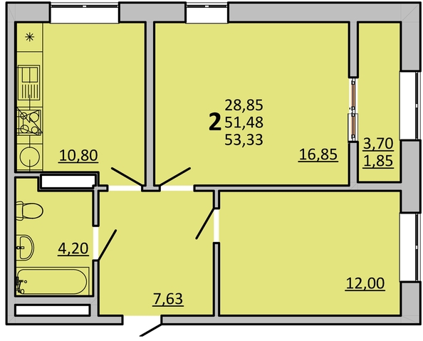 
   Продам 2-комнатную, 61.6 м², Зорге ул, 11Б

. Фото 1.