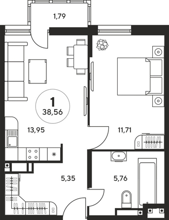 
   Продам студию, 44.28 м², Нансена ул, 109/2

. Фото 1.