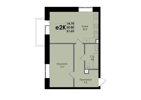 
   Продам 2-комнатную, 51.6 м², Botanika (Ботаника), дом 1

. Фото 1.