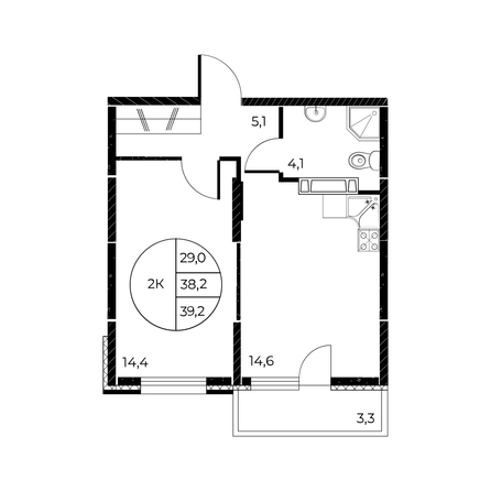 
   Продам 2-комнатную, 39.2 м², Панорама на Театральном, литера 1

. Фото 1.