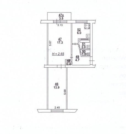 
   Продам 2-комнатную, 46 м², Коммунистический пр-кт, 48/3

. Фото 13.