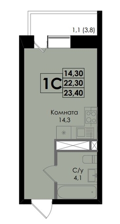 
   Продам студию, 23.4 м², Botanika (Ботаника), дом 1

. Фото 1.