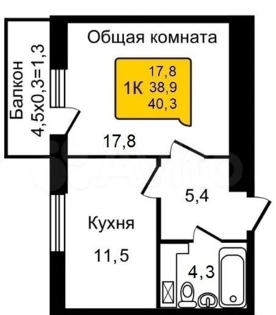 
   Продам 1-комнатную, 40.3 м², 2-я Краснодарская ул, 169б к 2

. Фото 20.