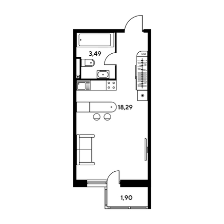 
   Продам студию, 24.31 м², Малина Парк, дом 2

. Фото 1.