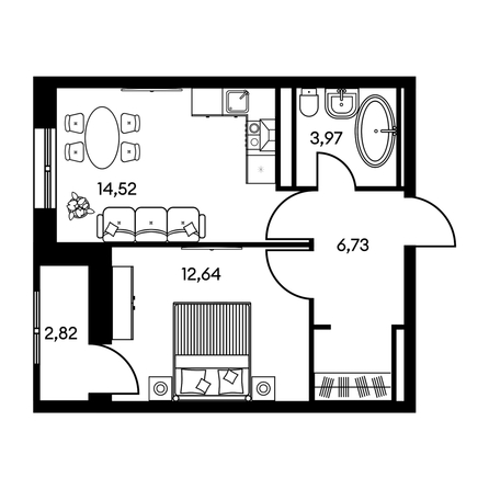
  Продается 2-комн. квартира, 40.84 м², ЖК Культура, дом 2
. Фото 1.