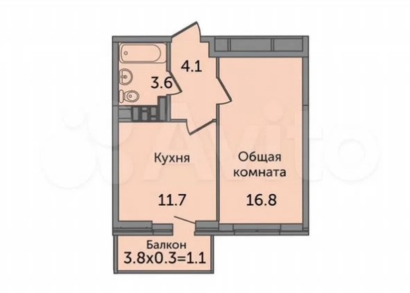 
   Продам 1-комнатную, 39.1 м², 2-я Краснодарская ул, 169б

. Фото 2.