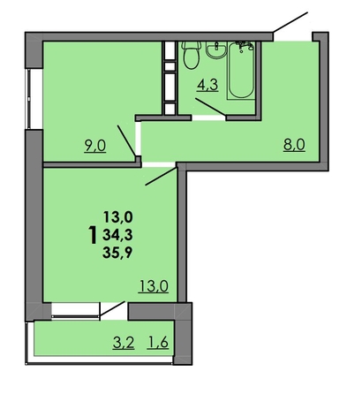 
  Продается 1-комн. квартира, 35.9 м², ЖК Gray (Грэй), кв-л 11-3
. Фото 2.