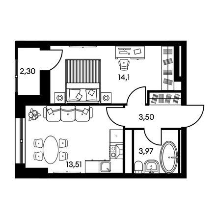 
  Продается 2-комн. квартира, 37.24 м², ЖК Культура, дом 1
. Фото 1.