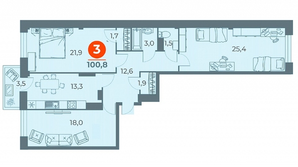 
   Продам 3-комнатную, 100.8 м², 40-летия Победы пр-кт, 63/17

. Фото 18.