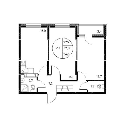 
   Продам 2-комнатную, 54 м², Панорама на Театральном, литера 1

. Фото 1.