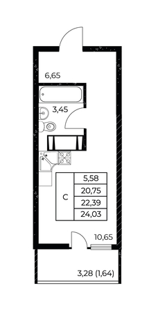 
   Продам студию, 24.03 м², Звезда Столицы 2

. Фото 1.