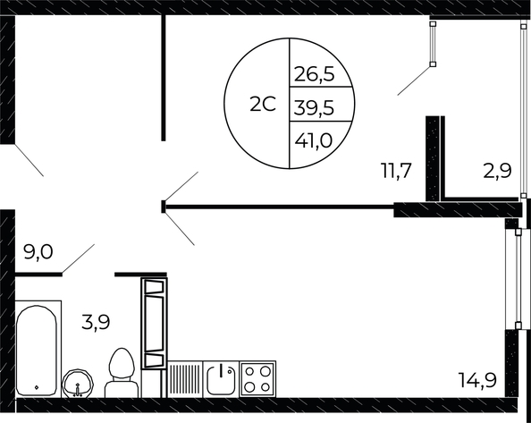 
   Продам 2-комнатную, 40.5 м², Александра Невского ул, 2 лит 1.1.

. Фото 1.