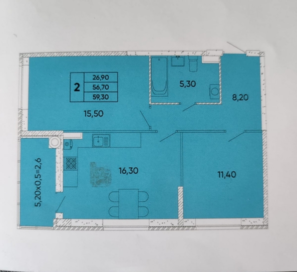 
   Продам 2-комнатную, 59 м², 40-летия Победы пр-кт, 111

. Фото 1.