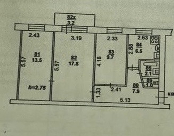 
   Продам 3-комнатную, 58.5 м², Казахская ул, 71

. Фото 15.