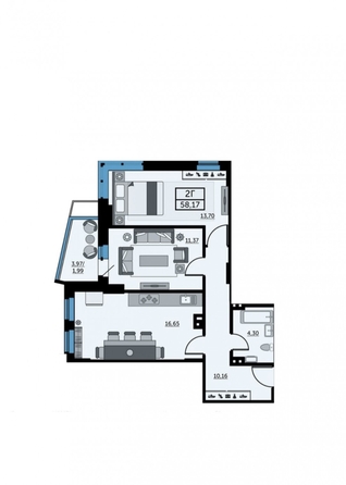 
  Продается 3-комн. квартира, 59 м², 23-я линия ул, д. 54с7
. Фото 6.